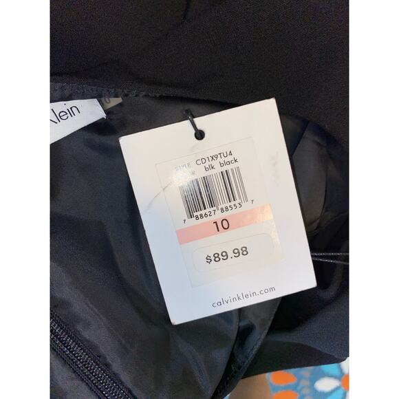 NWT $89.98 size 10 Black Back Zip Calvin Klein 3/4 Sleeves Dress - Picture 9 of 12